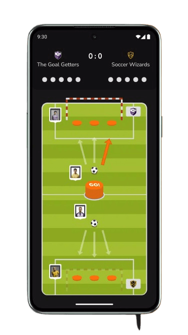 Penalty Duel soccer field gameplay screen showing penalty shootout action